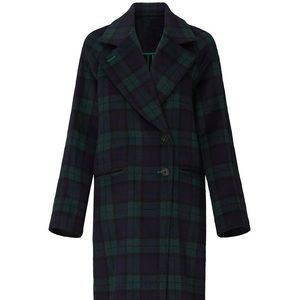 Avec Les Filles black and green tartan plaid coat. Size L